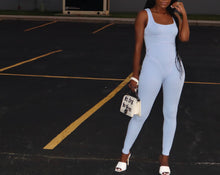 Load image into Gallery viewer, Sky Blue Ribbed Jumpsuit
